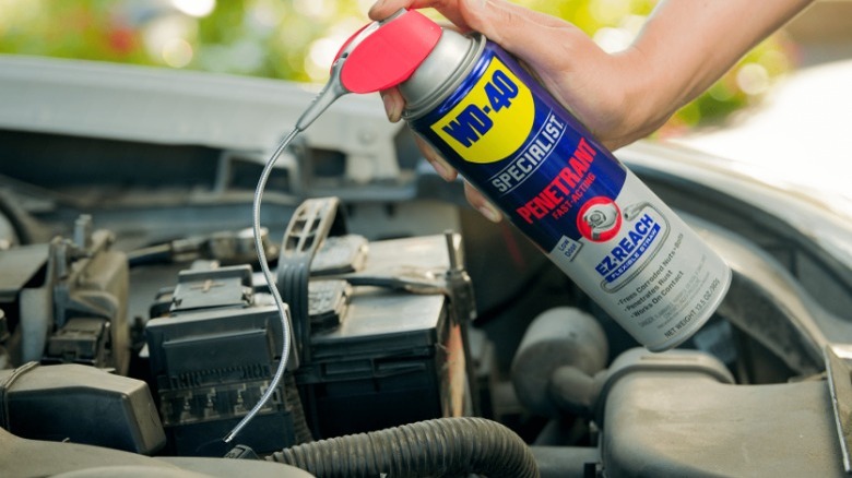 Person using WD-40 Penetrant