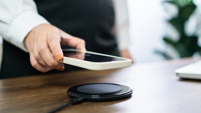 Phone above wireless charger