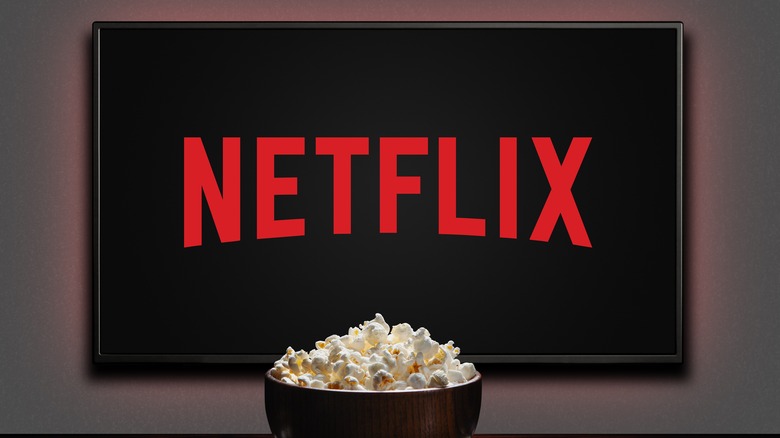 Netflix on TV in front of bowl of popcorn