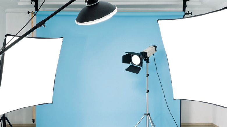 camera studio with lighting