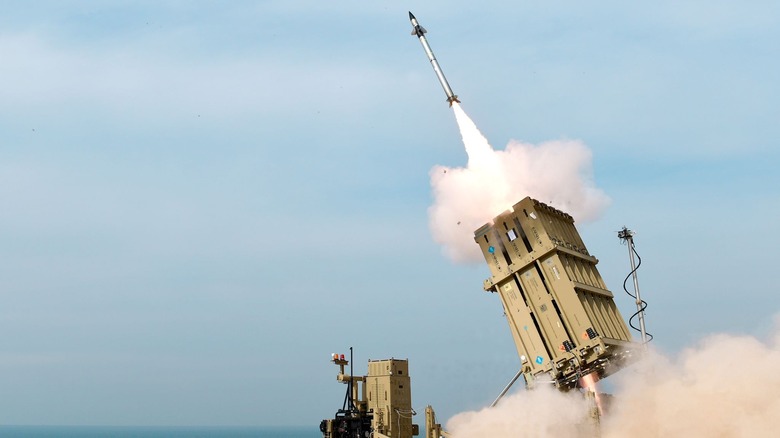 Iron Dome firing interceptor