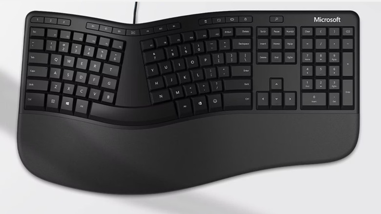 Closeup of the Microsoft Ergonomic Keyboard