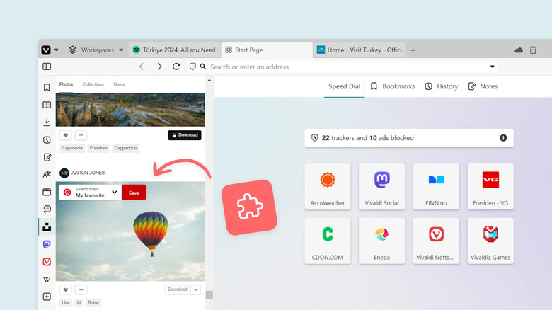 vivaldi browser with tabs