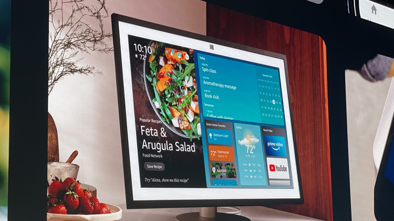 Image of a monitor with Alexa+ featuring feta and arugula salad.