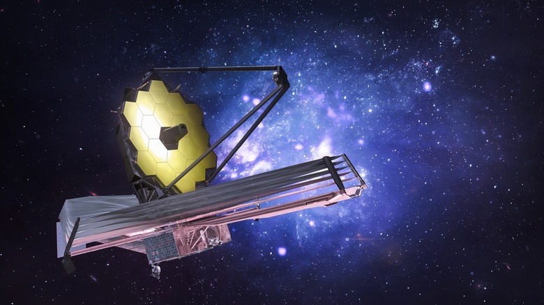 The James Webb Space Telescope in space.