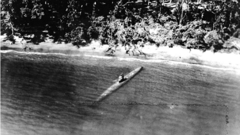 A small submarine on a beach