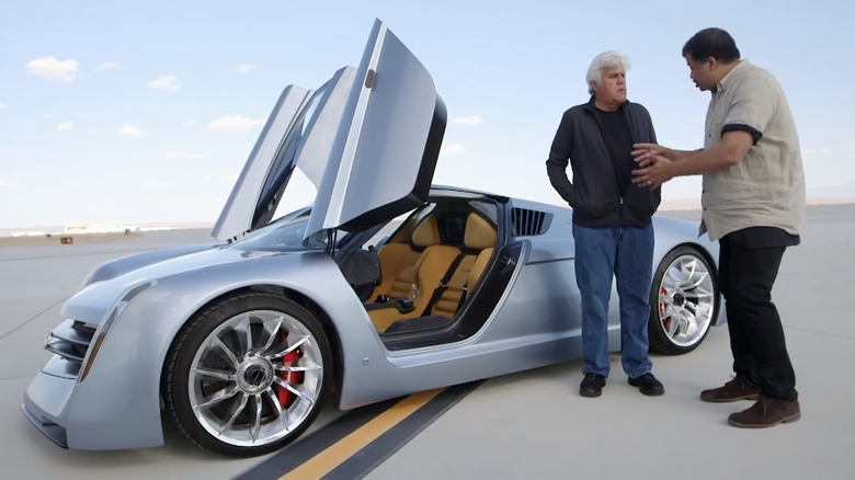 Jay Leno and Neil DeGrasse Tyson with GM EcoJet