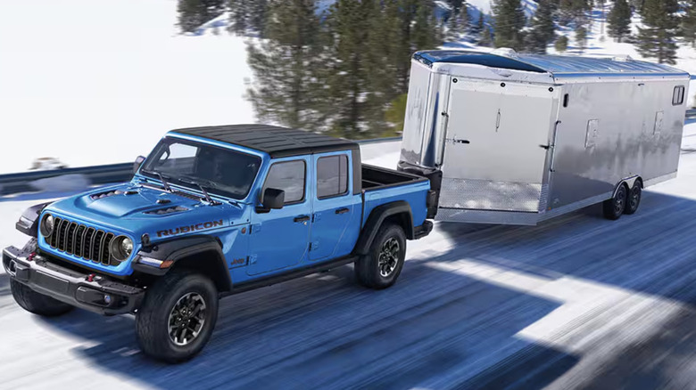 A gray Jeep Gladiator Rubicon in a parking lot