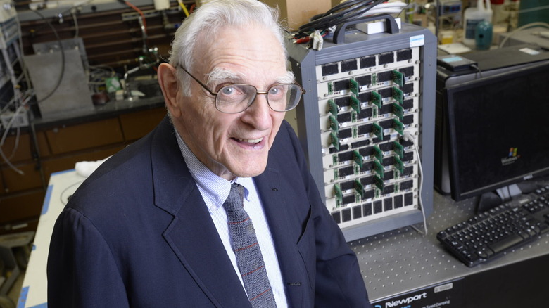 John Goodenough smiling in lab