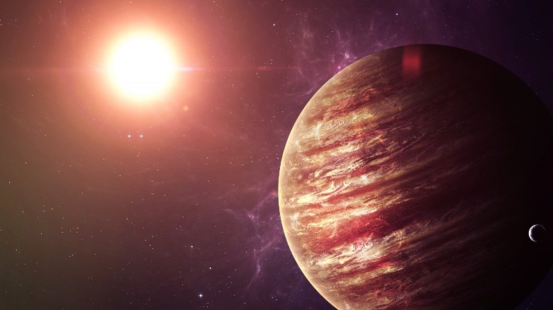 Artist illustration of Jupiter and the sun