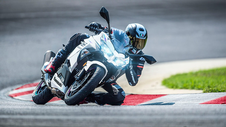 person riding kawasaki ninja 400