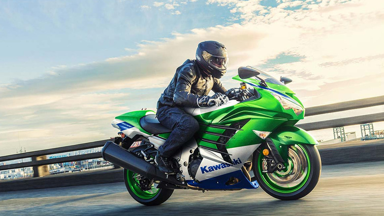 person riding Kawasaki Ninja ZX-14R Anniversary Edition