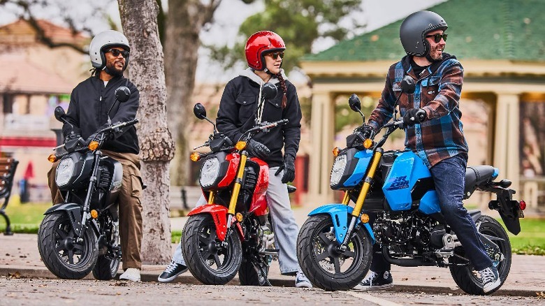 Riders parked on Honda Groms