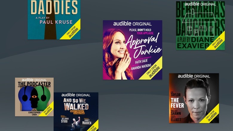 A variety of Audible Original audiobook covers together