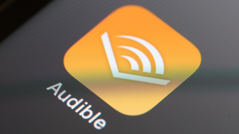 Audible app icon on phone close up