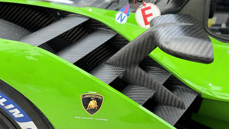 Lamborghini SC63 LMDh car aero and mirror carbon fiber detail