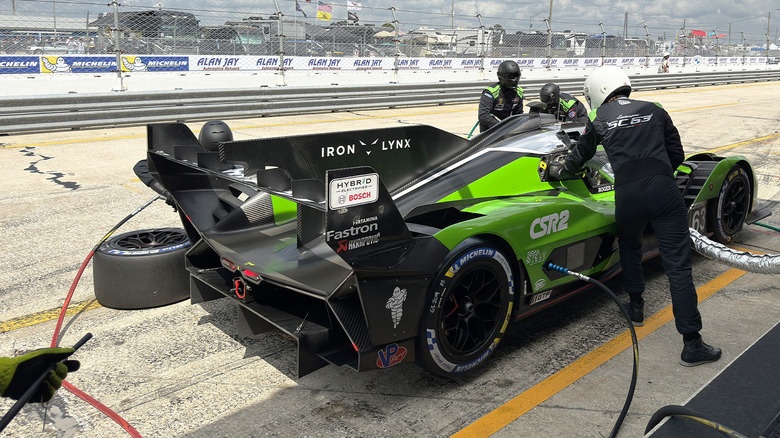 Lamborghini SC63 LMDh car in a pitstop at Sebring