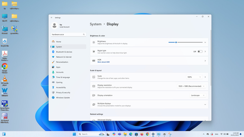 Display Settings on a Windows laptop