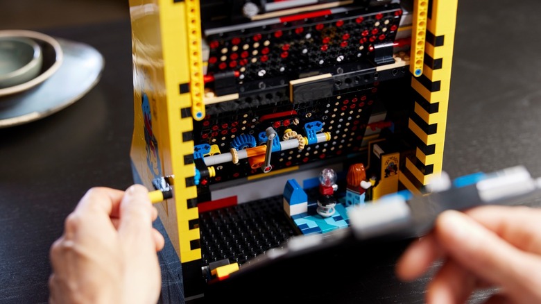 Inside of PAC-MAN LEGO cabinet