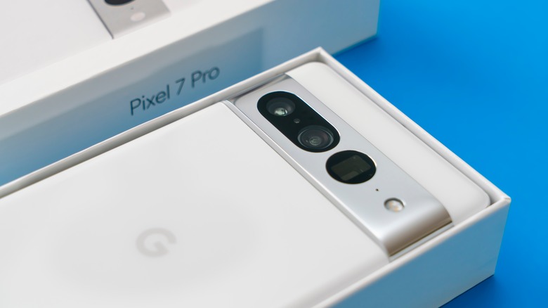 Rear panel of the Google Pixel 7 Pro.