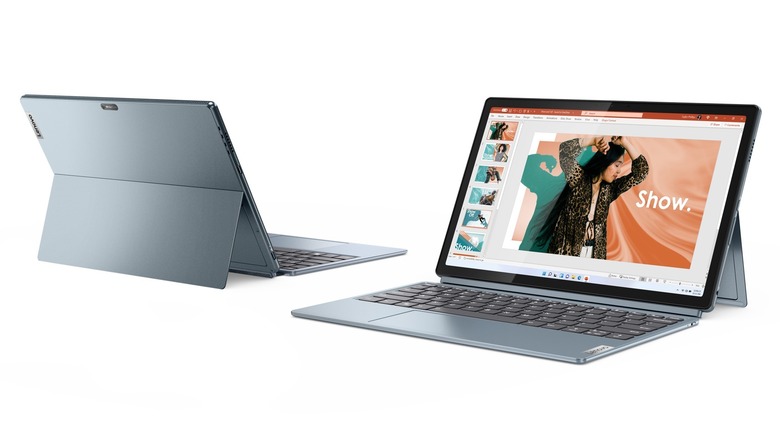 The front and rear view of the IdeaPad Duet 5i.