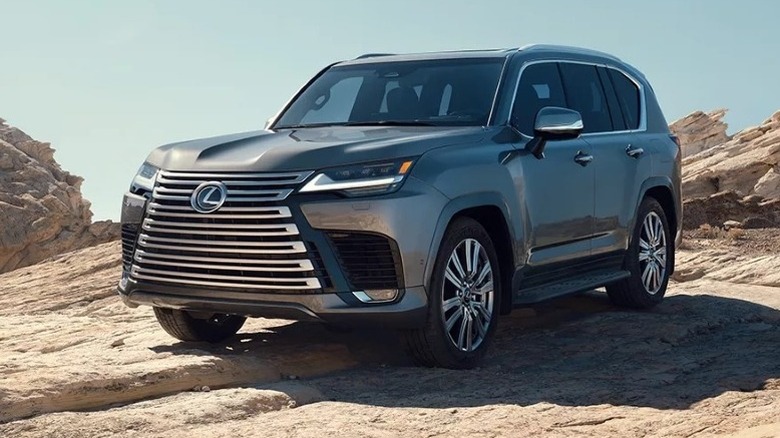 Manganes Luster Lexus LX Ultra Luxury parked on a rocky terrain