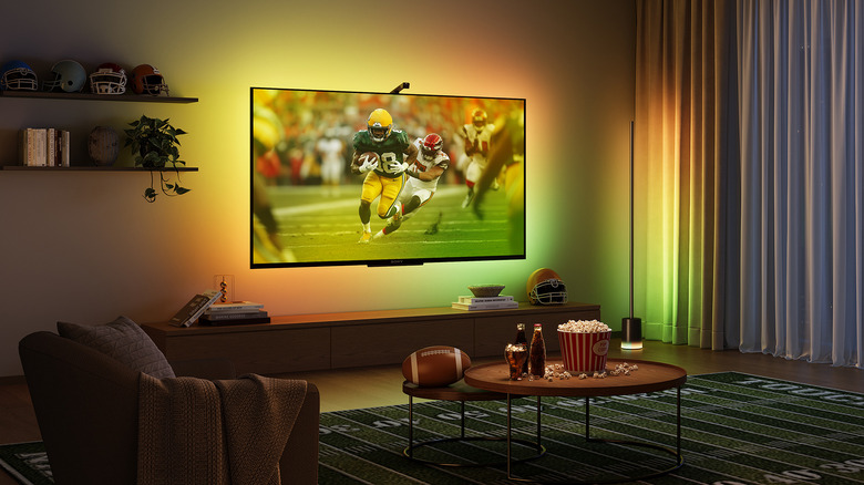 TV showing football game with LED backlighting