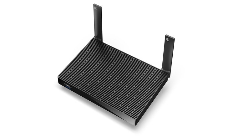 The Linksys Hydra 6 router viewed from the top.