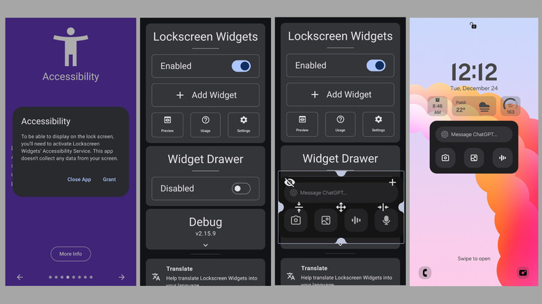 Lock screen widgets on Android phone using Lockscreen widgets and drawer app