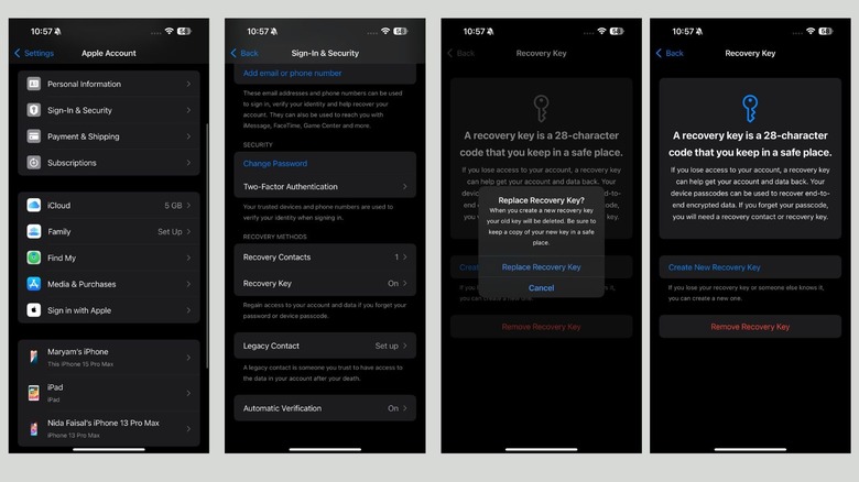 replacing recovery key on an iPhone