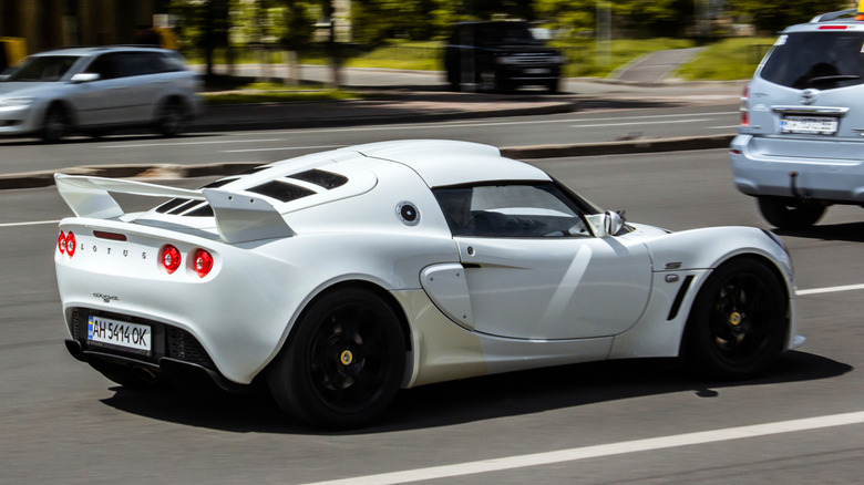 White Lotus Exige driving on road