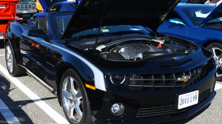 Black L99 Camaro SS hood up