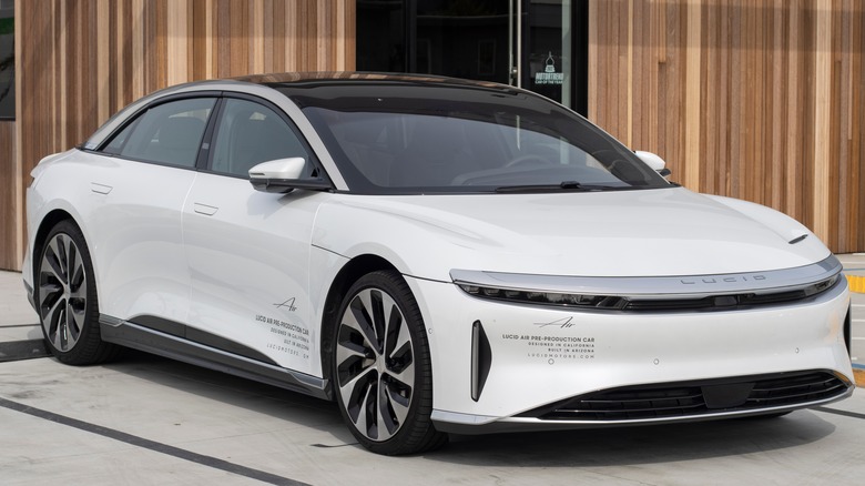 white Lucid Air pre-production model