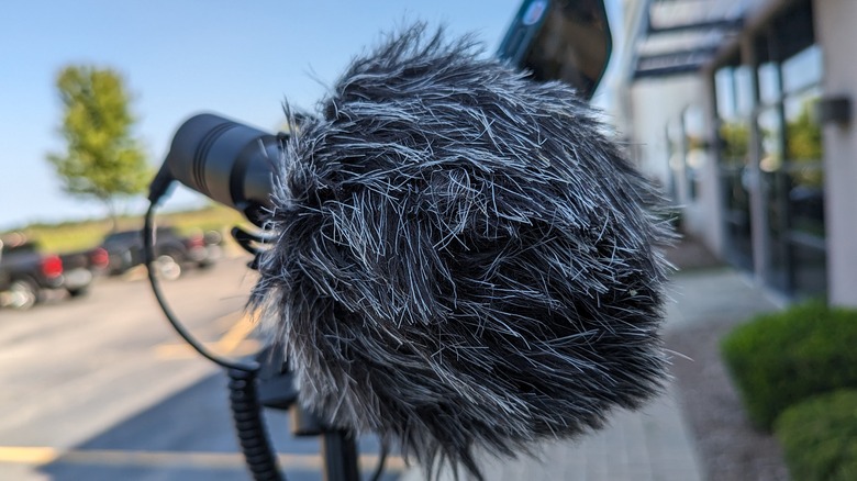 The microphone with wind filter