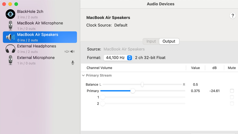 screenshot of Mac sample rate settings