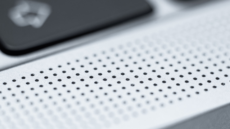 close-up of a Mac's speaker grille