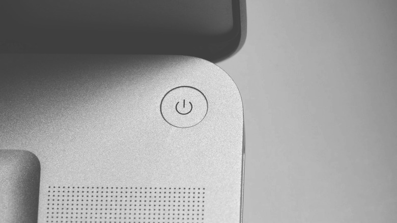 close up of a Mac power button