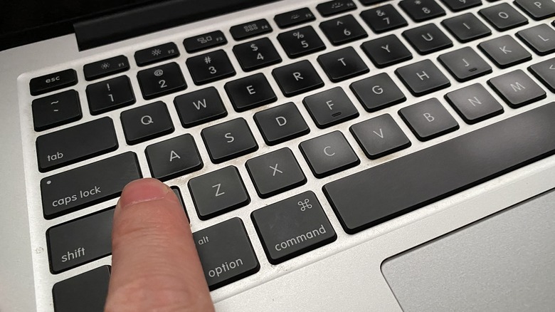 finger on macbook shift key