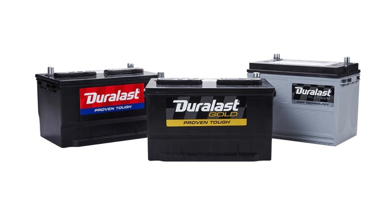 Three duralast car batteries