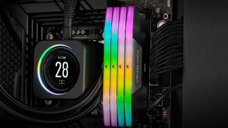 Corsair RAM in a motherboard with RGB on