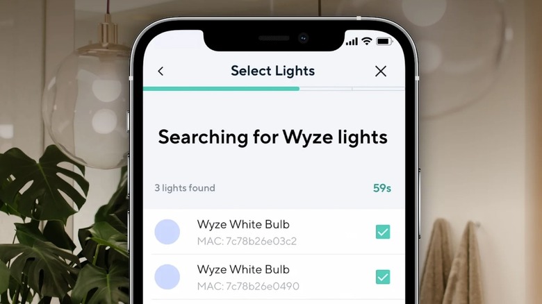 Wyze lighting app on smartphone