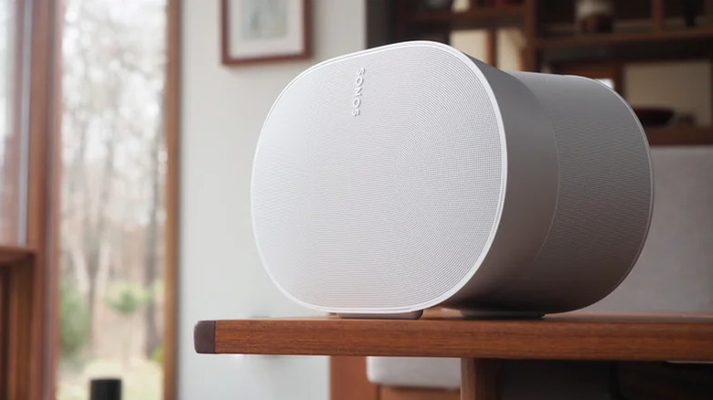 A white Sonos Era 300 on a table