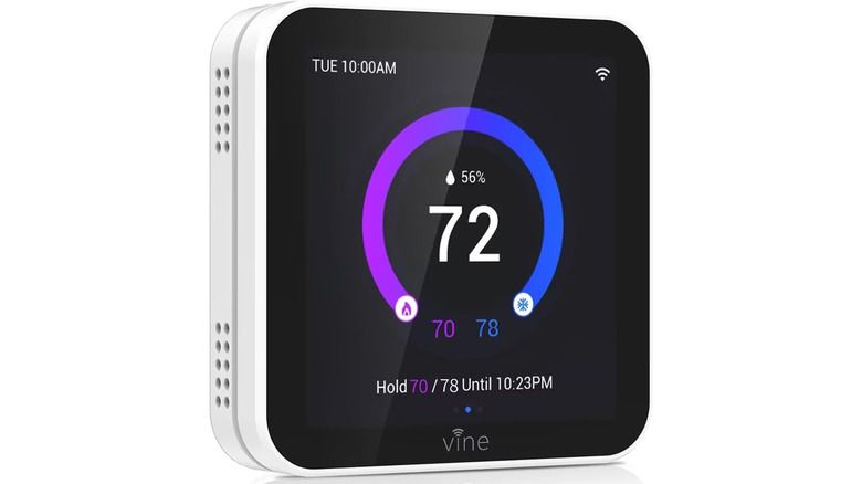 A product image of a Vine smart thermostat