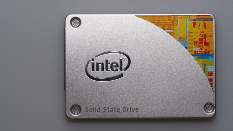 a silver Intel SSD