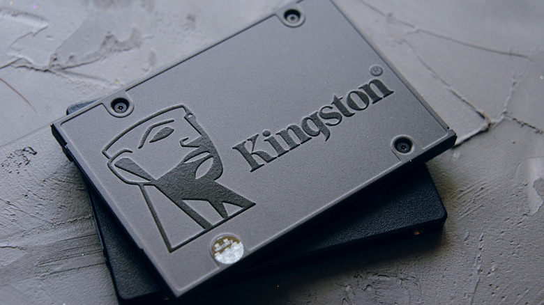 a Kingston SSD on a black desk