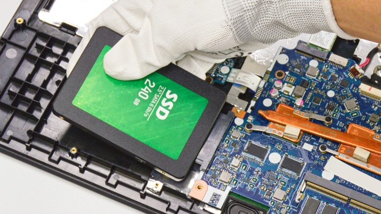 SSD installed by human hand