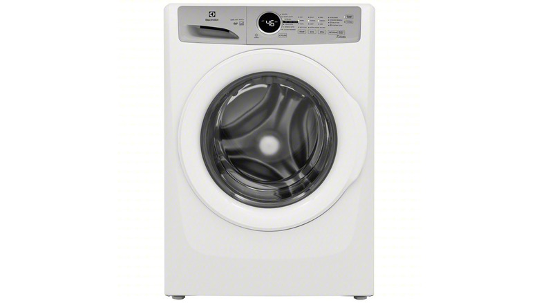 A stock image of a front load washer from Frigidaire