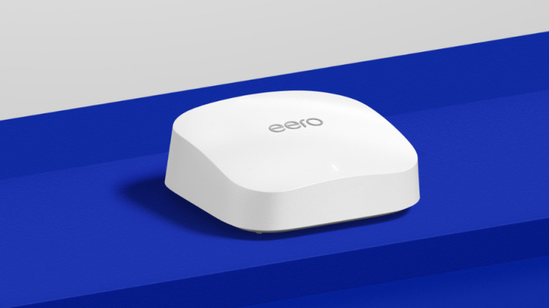 Eero router on blue background