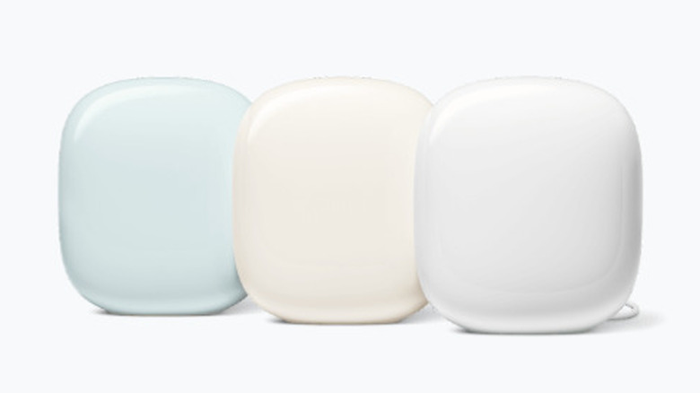 Google Nest routers in different colors