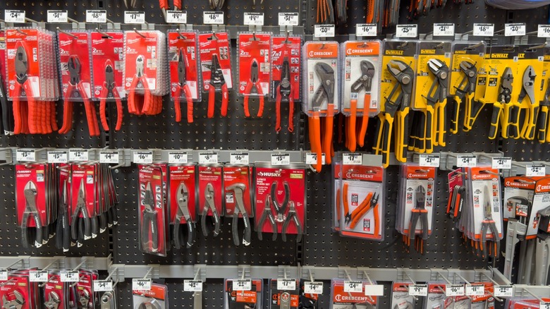 Tools on store shelf